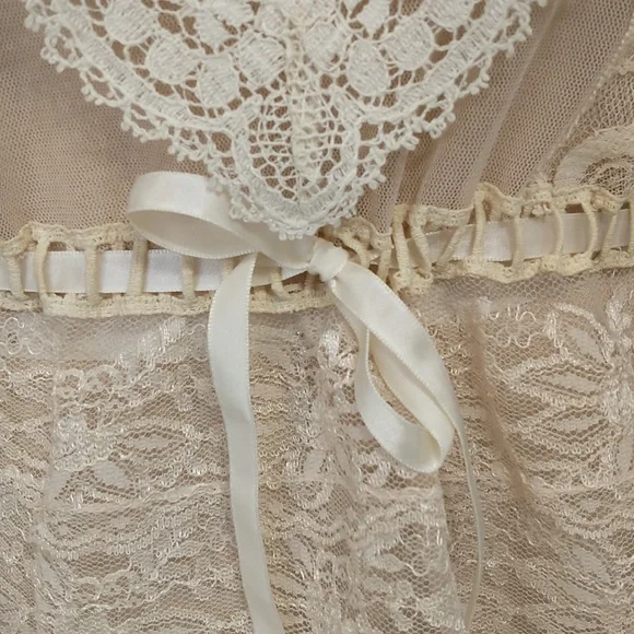 OOAK Handmade Lace Bodice Crop Top Camisole Style Cream Ecru Ivory SeeMeasure - Picture 10 of 12